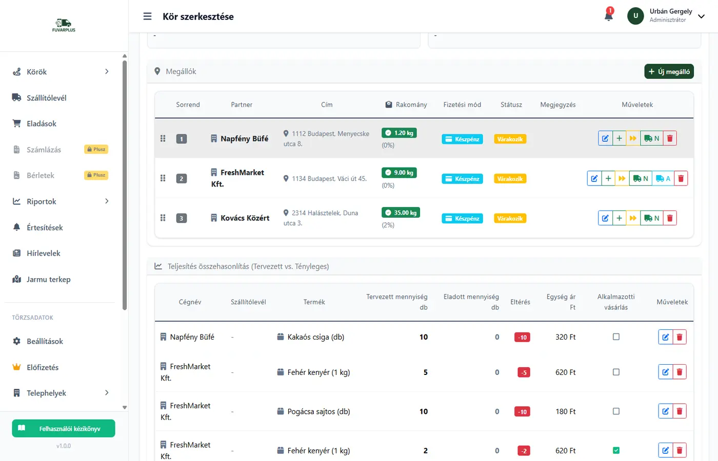 FuvarPlus - Egyszerű kezelés