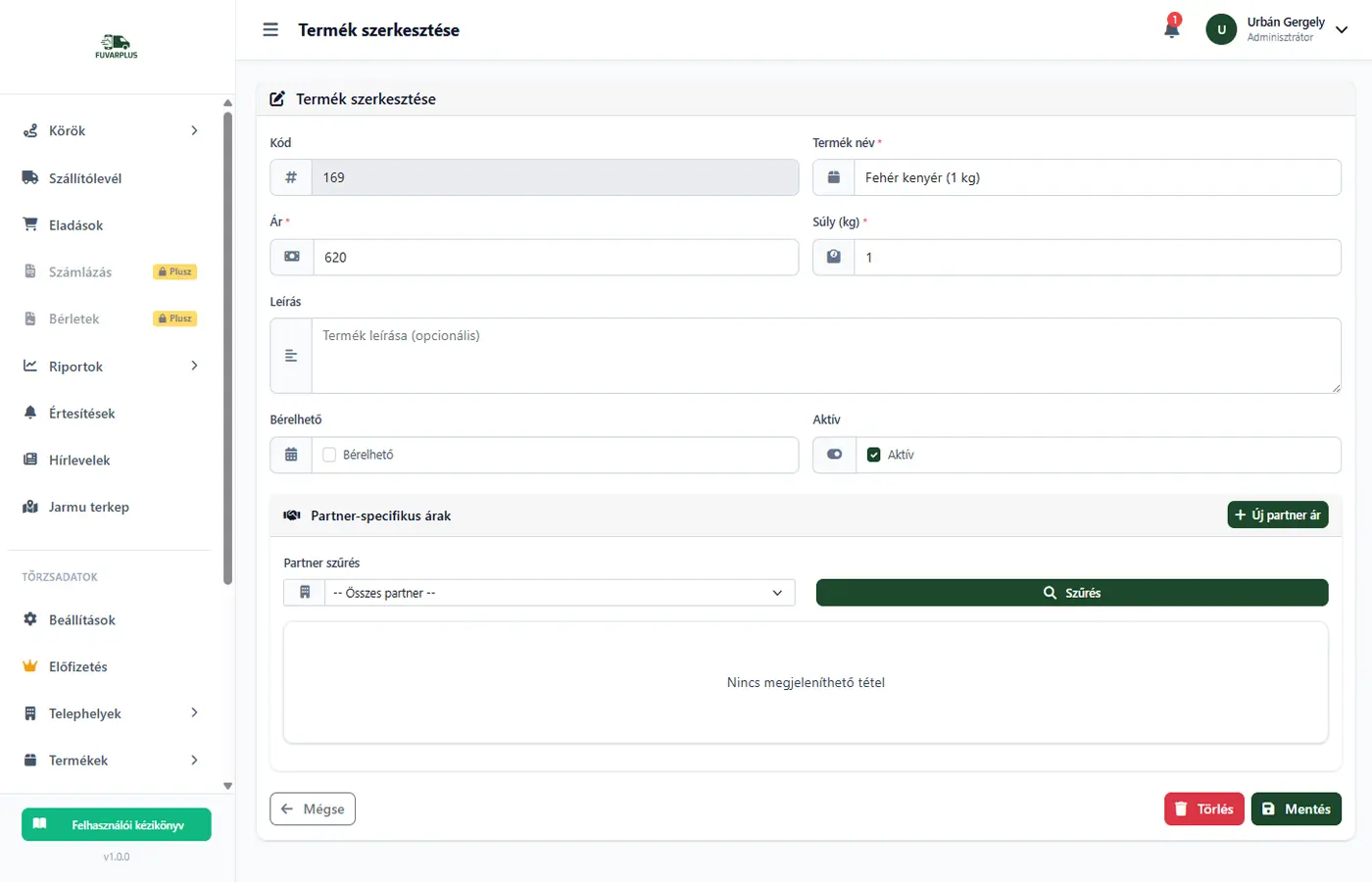 FuvarPlus - Automatikus számlázás